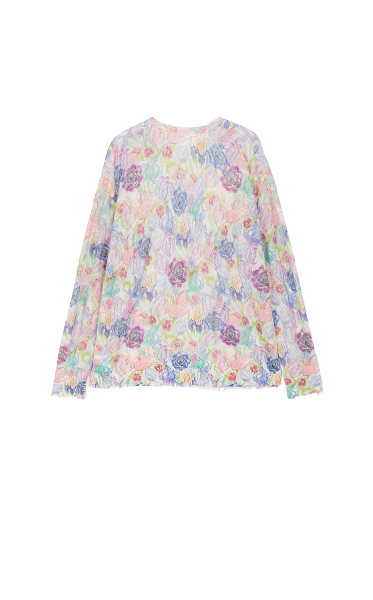 Sweater / JNBY Watercolor Floral Fuzzy Knit