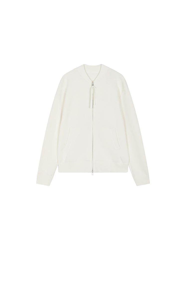 Sweater / JNBY Wool-Blend Collarless Zip Cardigan