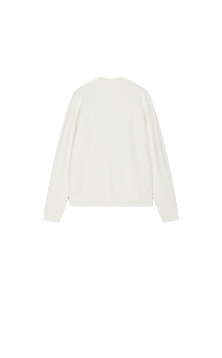 Sweater / JNBY Wool-Blend Collarless Zip Cardigan