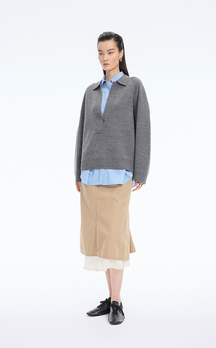 Sweater / JNBY Wool Blend Polo Neck Pullover