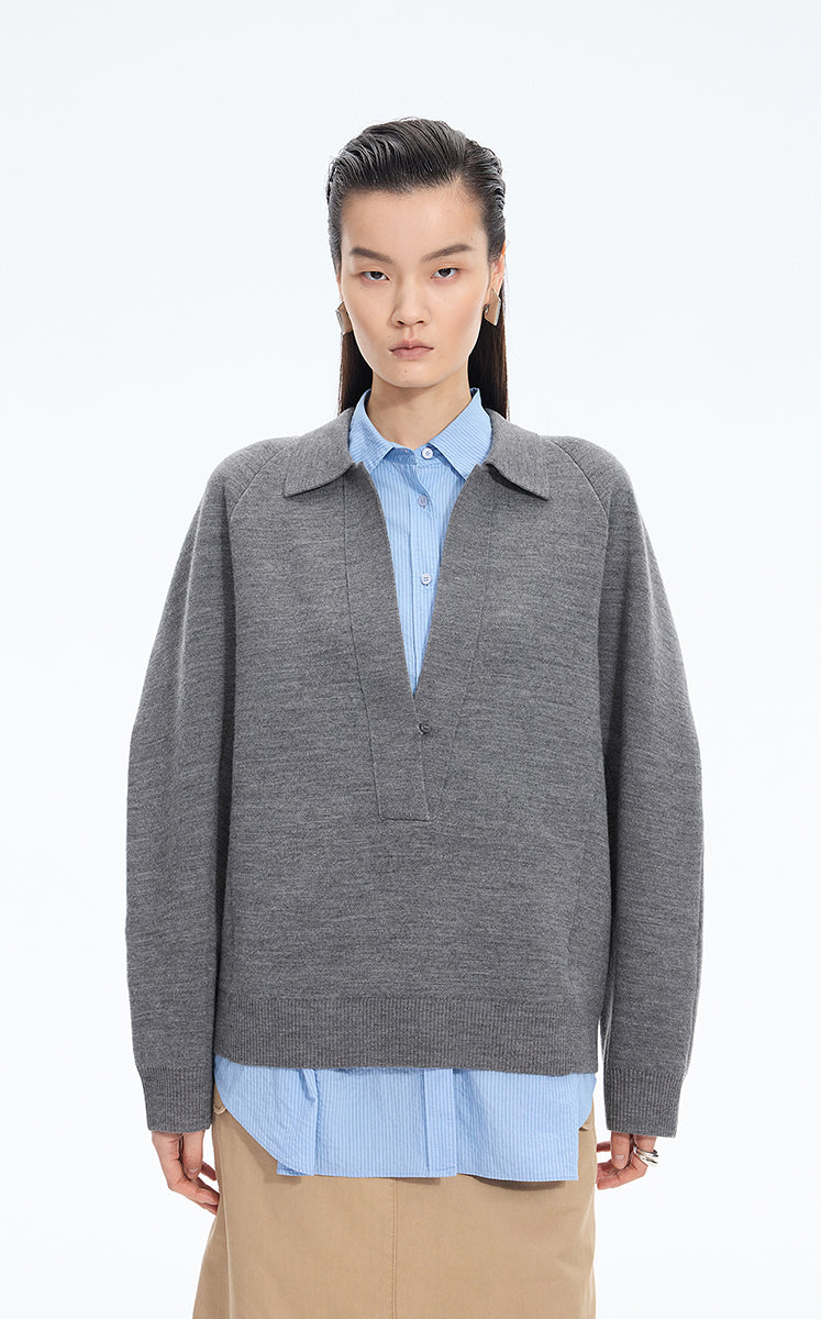 Sweater / JNBY Wool Blend Polo Neck Pullover