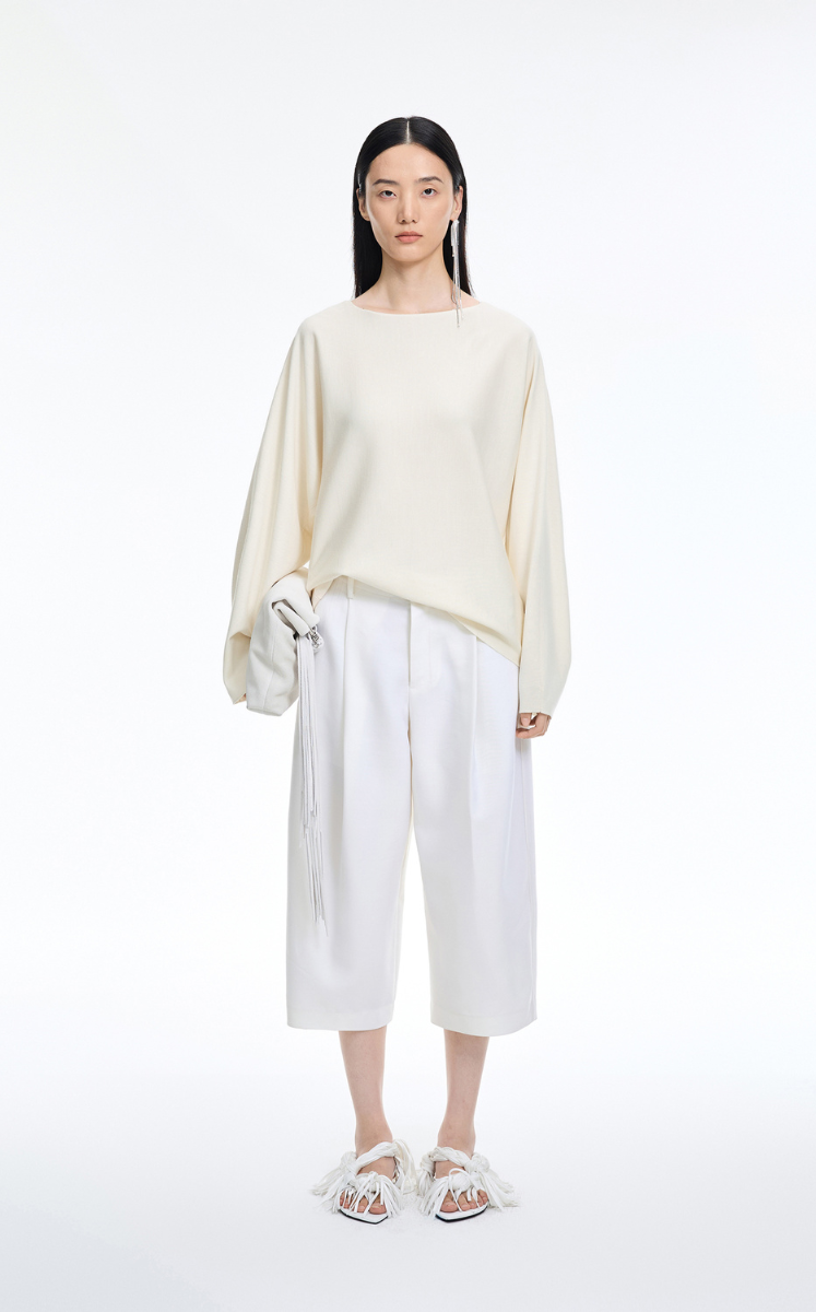 Sweater / JNBY Wool Blend Loose Pullover with Back Detail