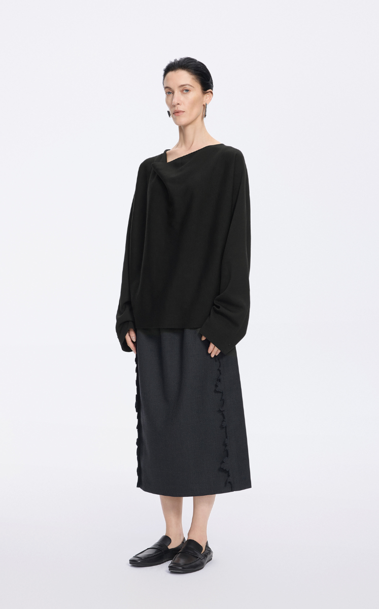 Sweater / JNBY Wool Blend Loose Pullover with Back Detail