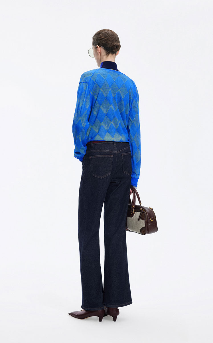 Sweater / JNBY Cotton Blend V-Neck Textured Knit