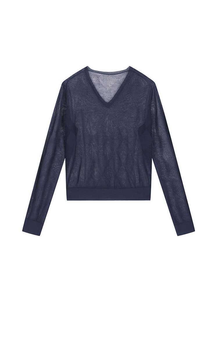 Sweater / JNBY Cotton Blend V-Neck Textured Knit