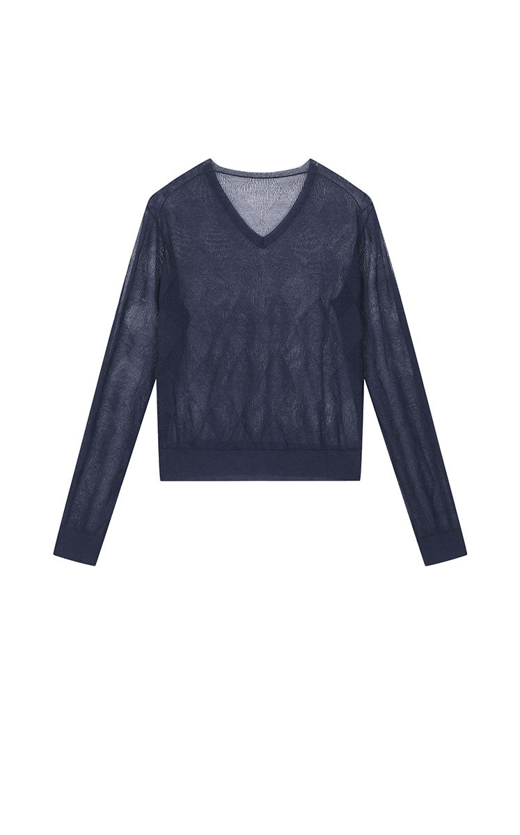 Sweater / JNBY Cotton Blend V-Neck Textured Knit