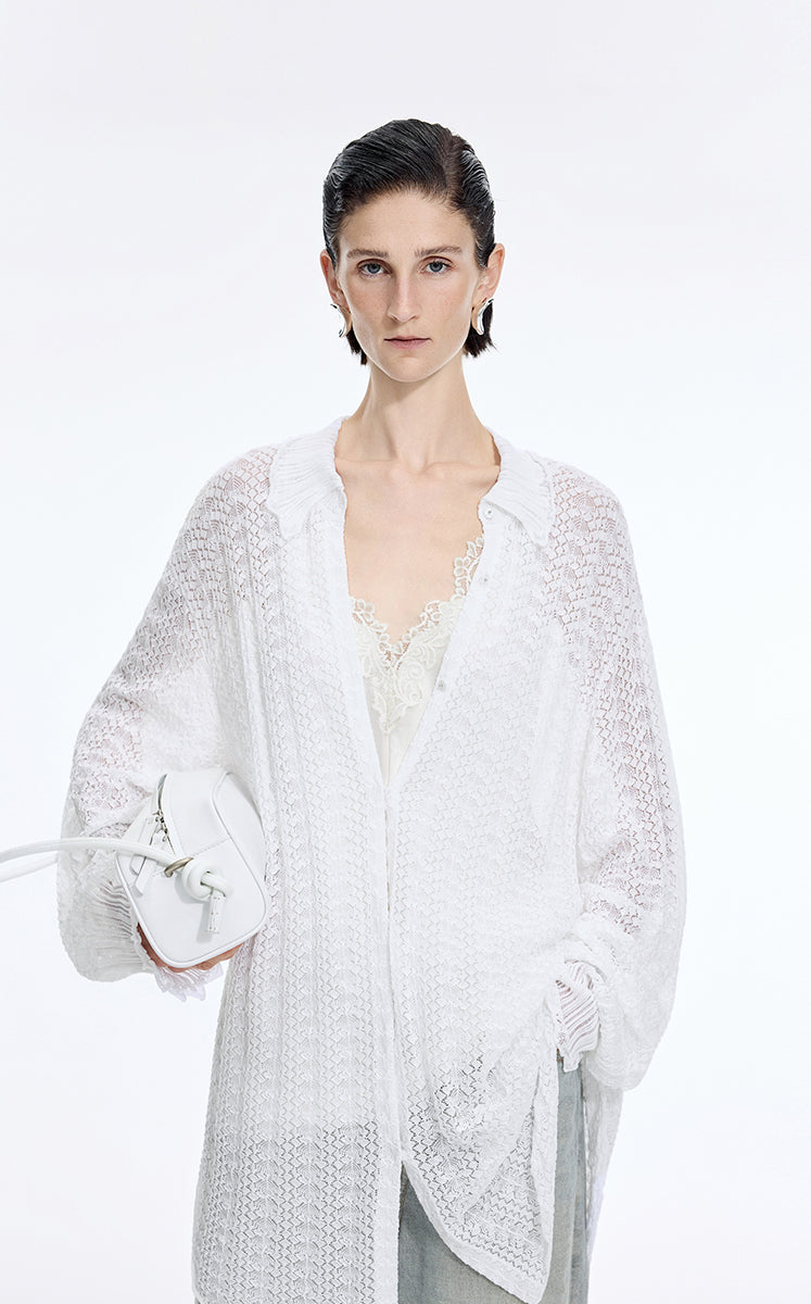 Sweater / JNBY H-Shaped Longline Cotton Cardigan Ecru-1