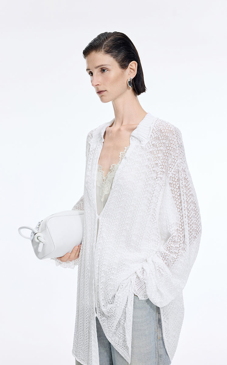 Sweater / JNBY H-Shaped Longline Cotton Cardigan Ecru-1