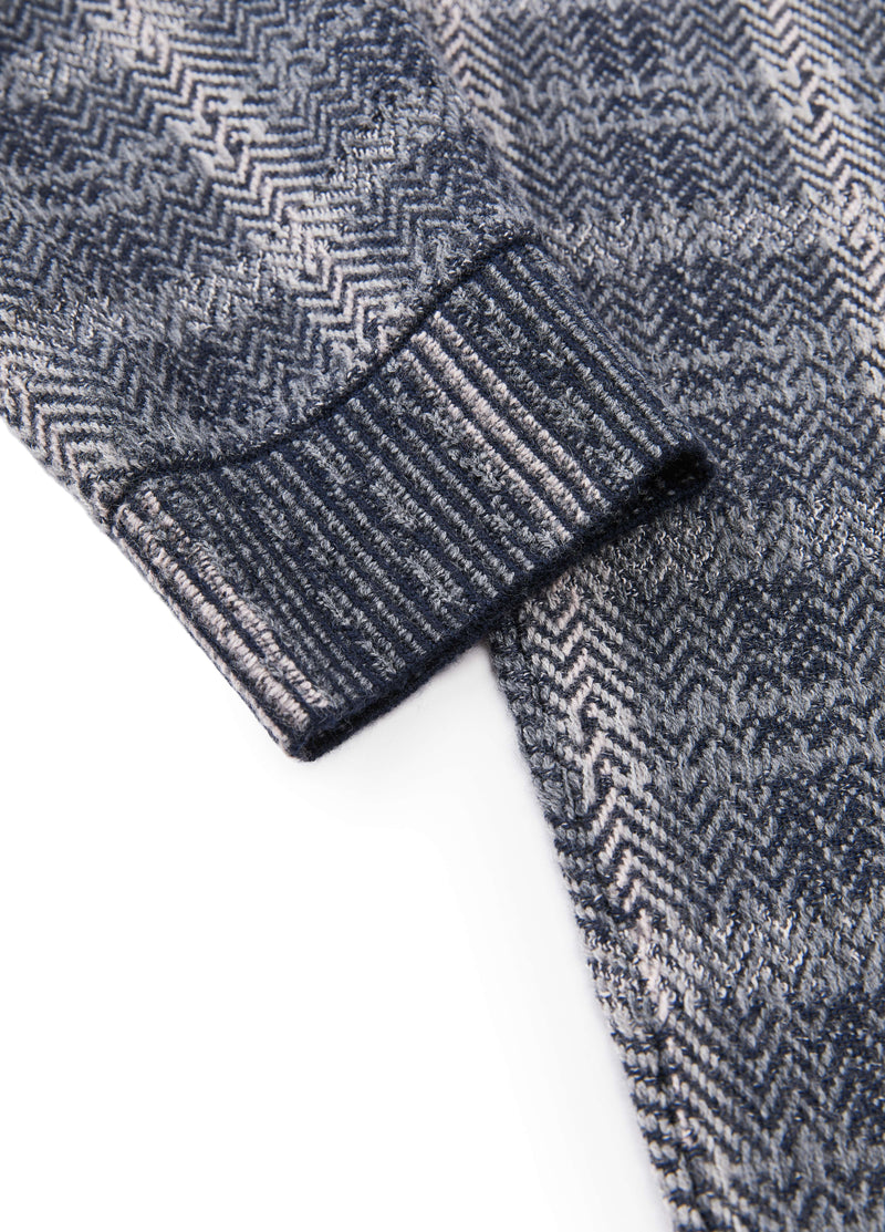 Sweater / JNBY Merino Wool Jacquard Stand Collar Pullover Navy-2