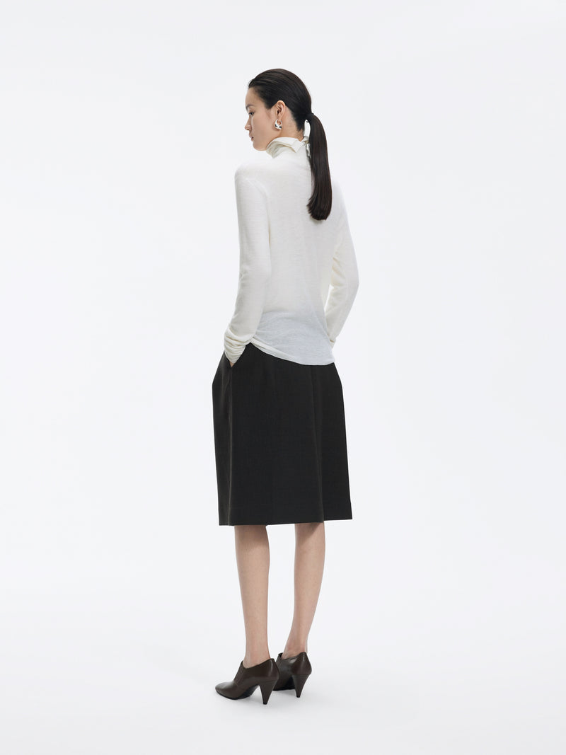 Sweater / JNBY Merino Wool Ribbed Turtleneck Natural White-2