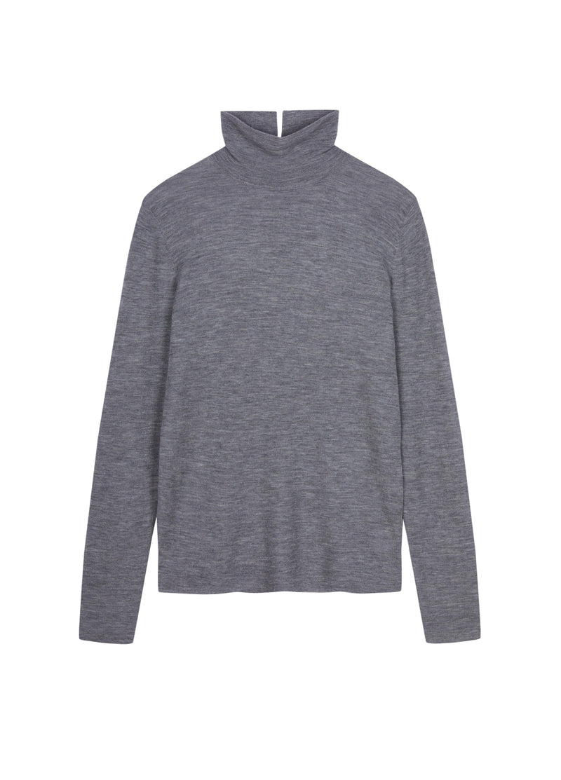 Sweater / JNBY Merino Wool Ribbed Turtleneck Medium Heather Gray-3