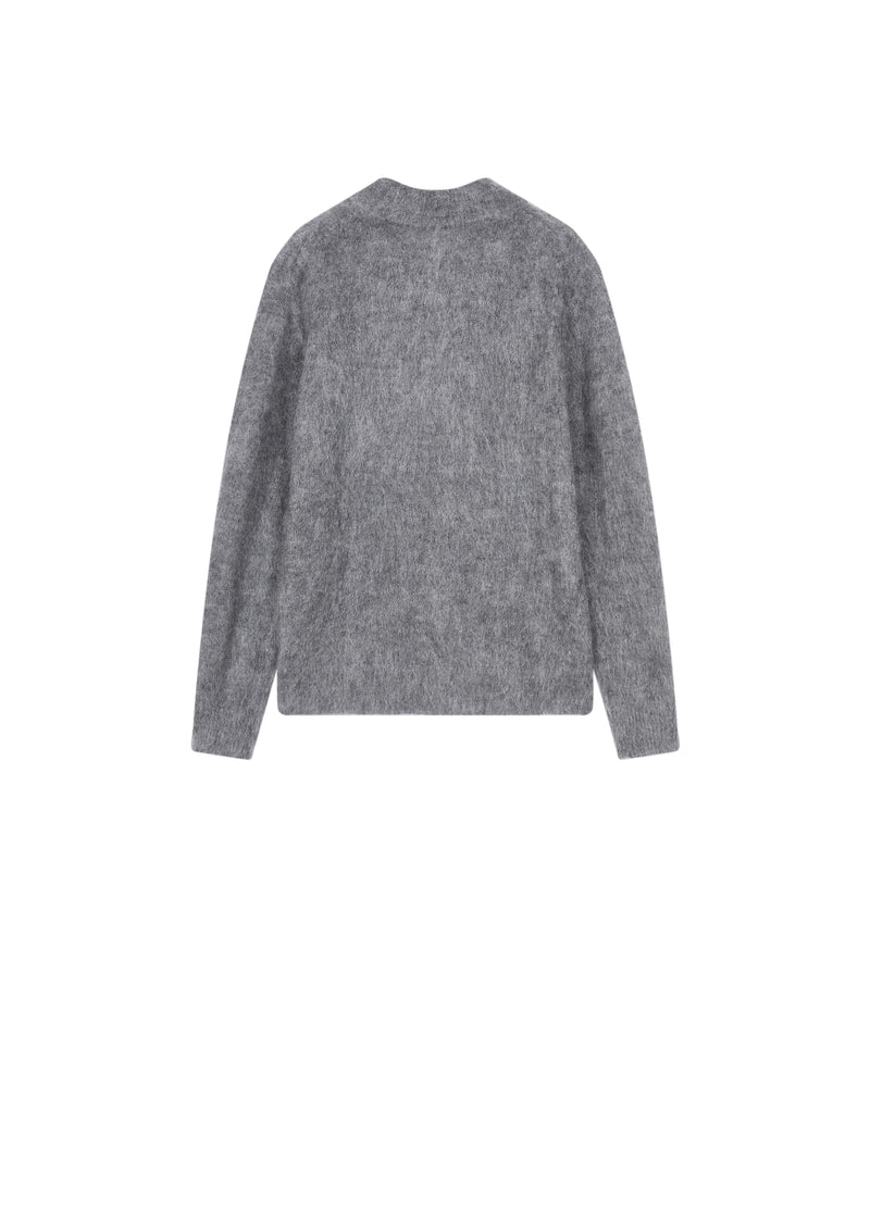 Sweater / JNBY Mohair Wool Blend Collared Pullover Medium Heather Gray-2