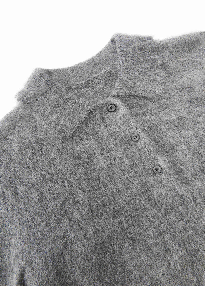 Sweater / JNBY Mohair Wool Blend Collared Pullover Medium Heather Gray-2