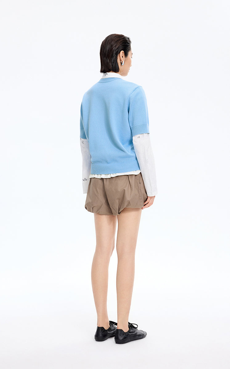 Sweater / JNBY Relaxed T-shape Short-Sleeve Sweater Powder Blue-1