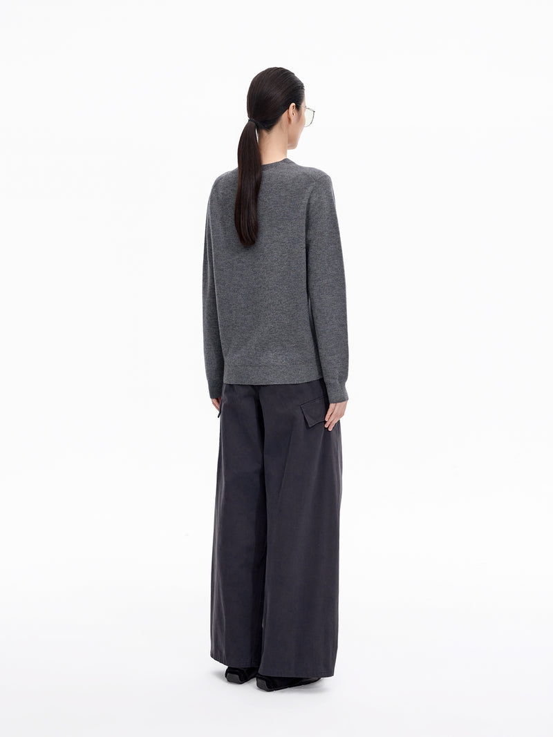 Sweater / JNBY Wool Jacquard V-Neck Pullover Dark Heather Gray-2