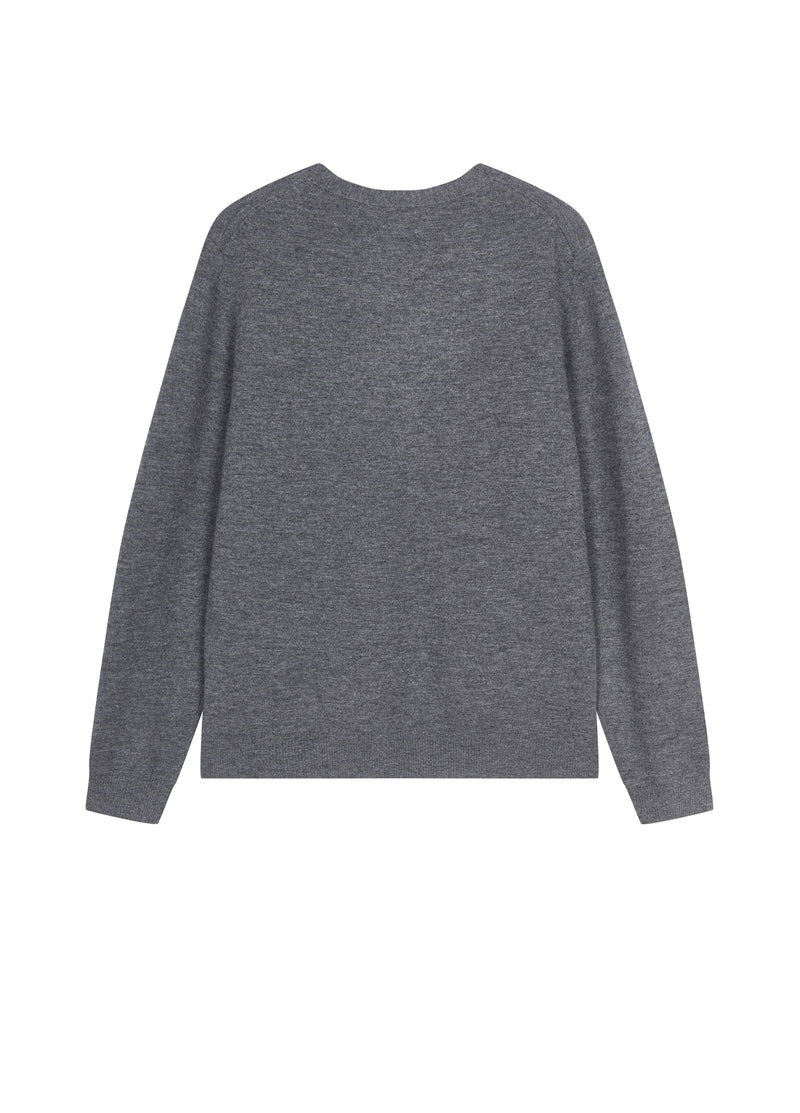 Sweater / JNBY Wool Jacquard V-Neck Pullover Dark Heather Gray-2