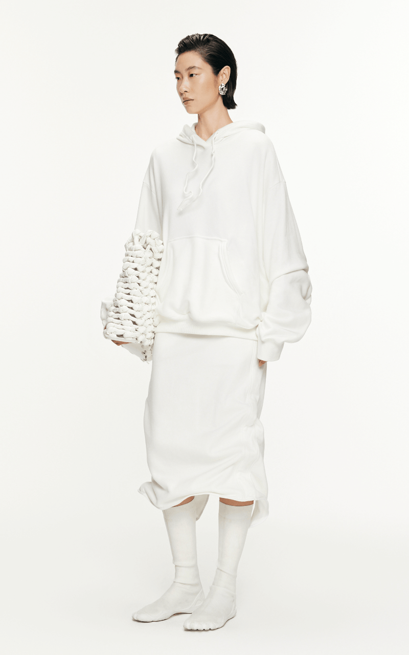 Sweatshirt / JNBY Drawstring Aluminum Wire Cotton Hooded Pullover White