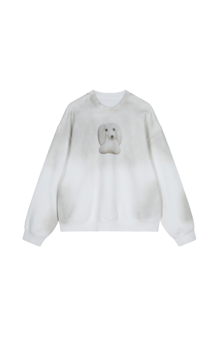 Sweatshirt / JNBY Fuzzy Pup Graphic Oversized Sweatshirt White
