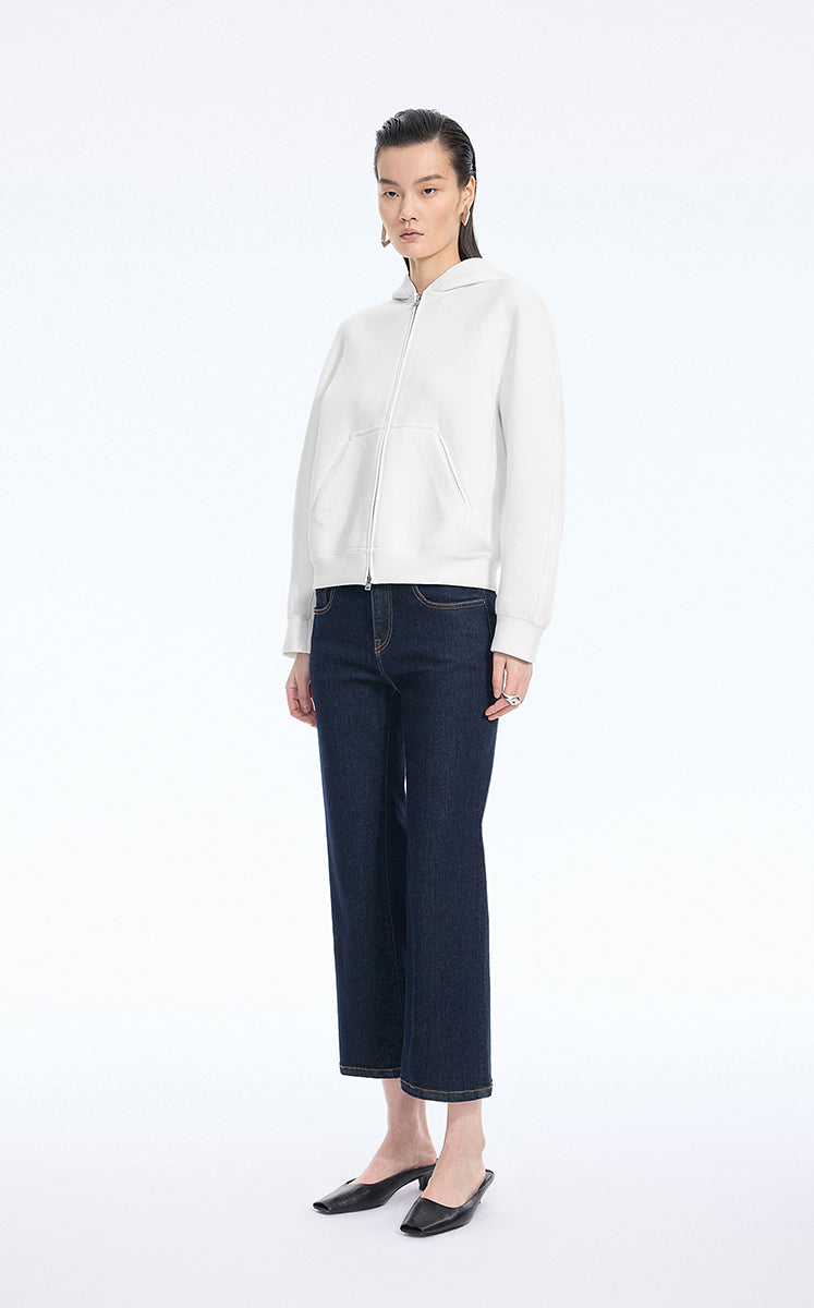Sweatshirt / JNBY O-Shape Zip Cotton-Blend Hoodie