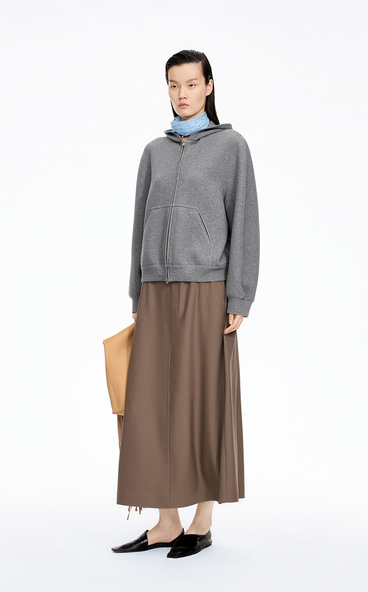 Sweatshirt / JNBY O-Shape Zip Cotton-Blend Hoodie