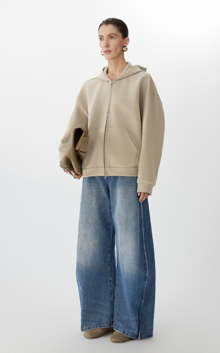 Sweatshirt / JNBY Oversized Cotton Hoodie Light grey khaki