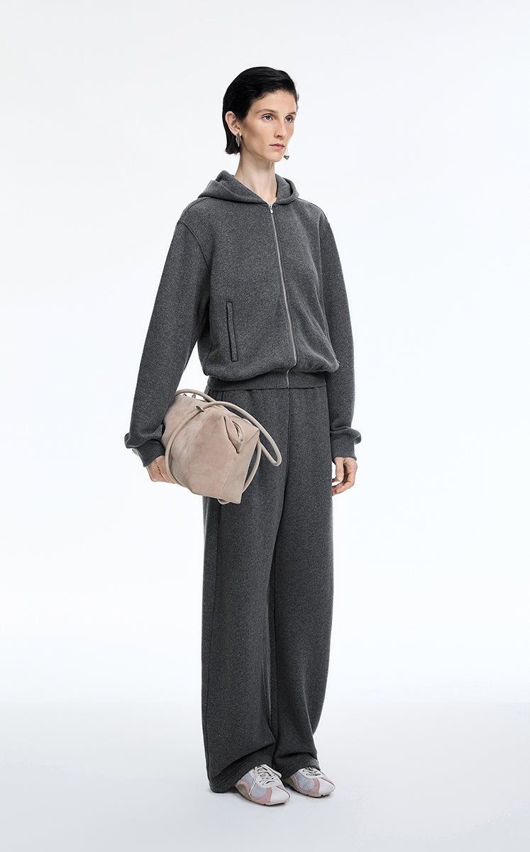Sweatshirt / JNBY Wool-Blend Relaxed Zip Hoodie