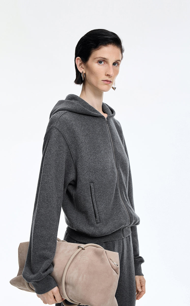 Sweatshirt / JNBY Wool-Blend Relaxed Zip Hoodie