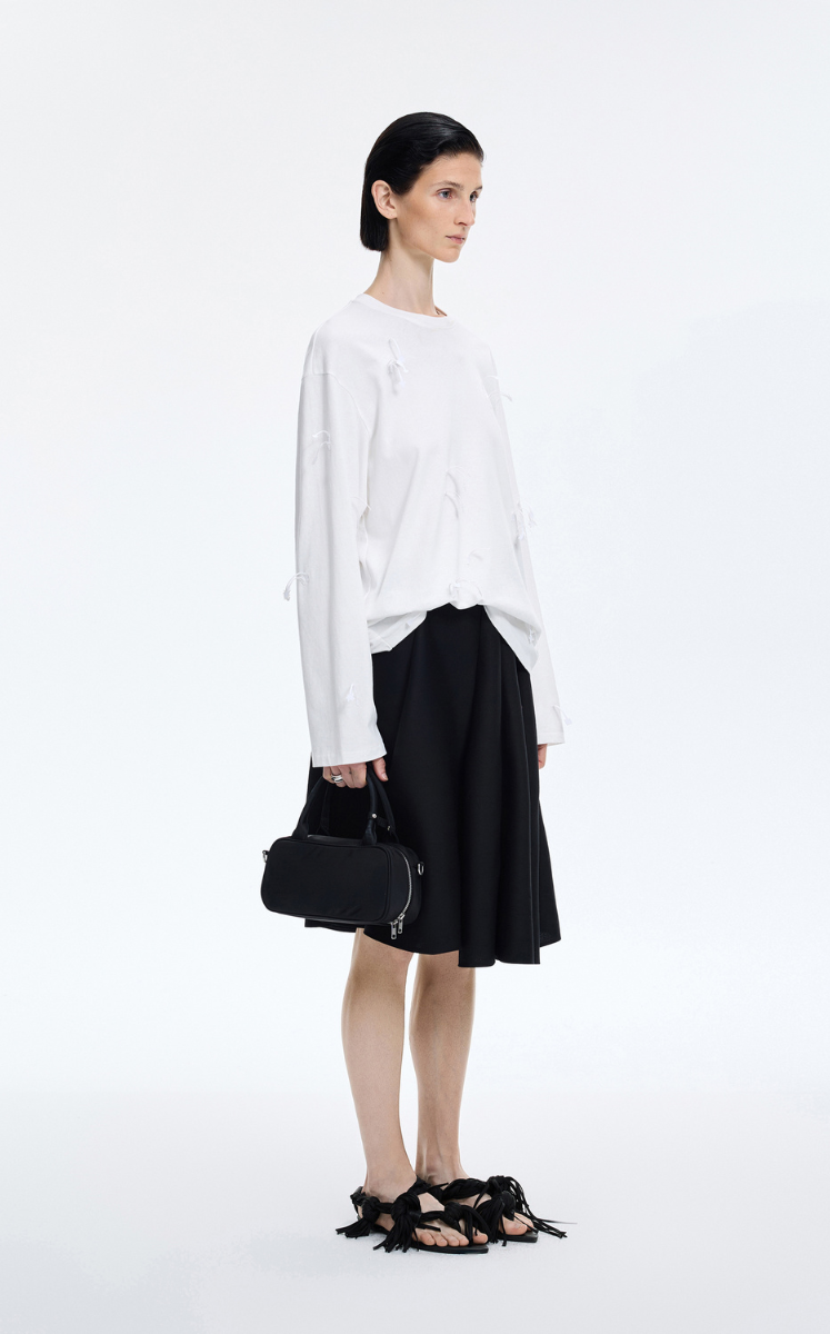 T-Shirt / JNBY 3D Floral Fringe Cotton Long Sleeve Tee