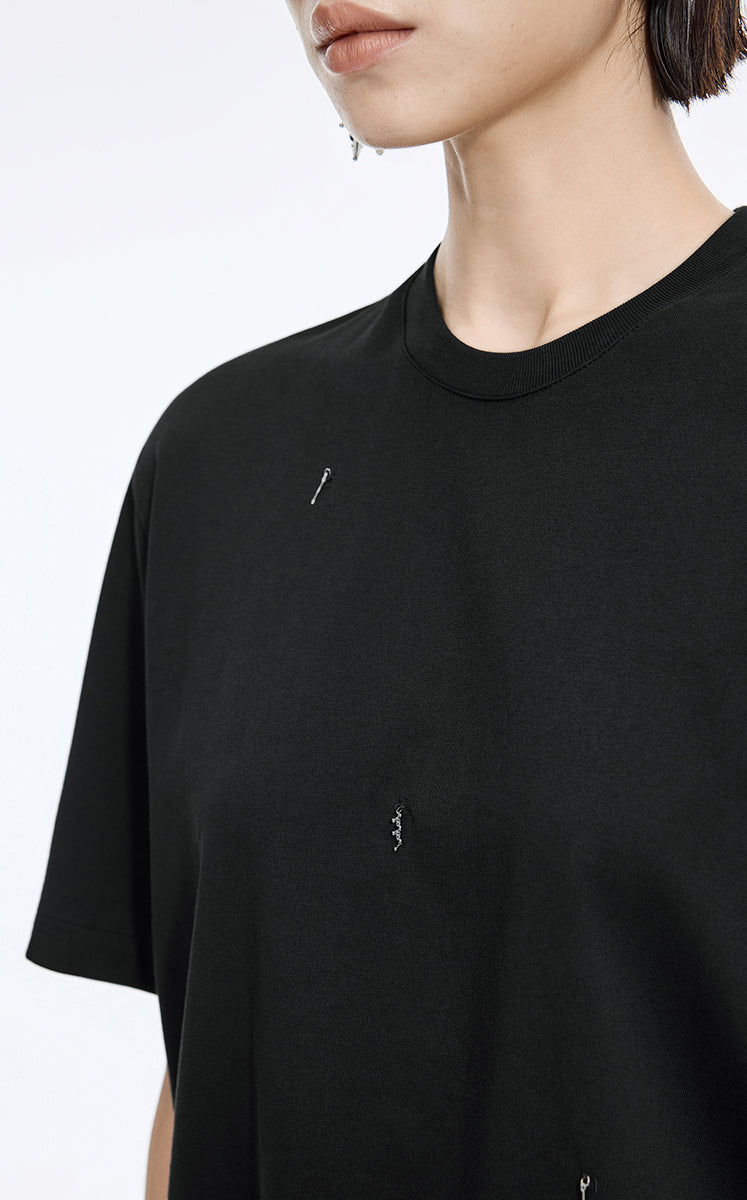 T-Shirt / JNBY Beaded Cotton Oversized Short Sleeve T-Shirt