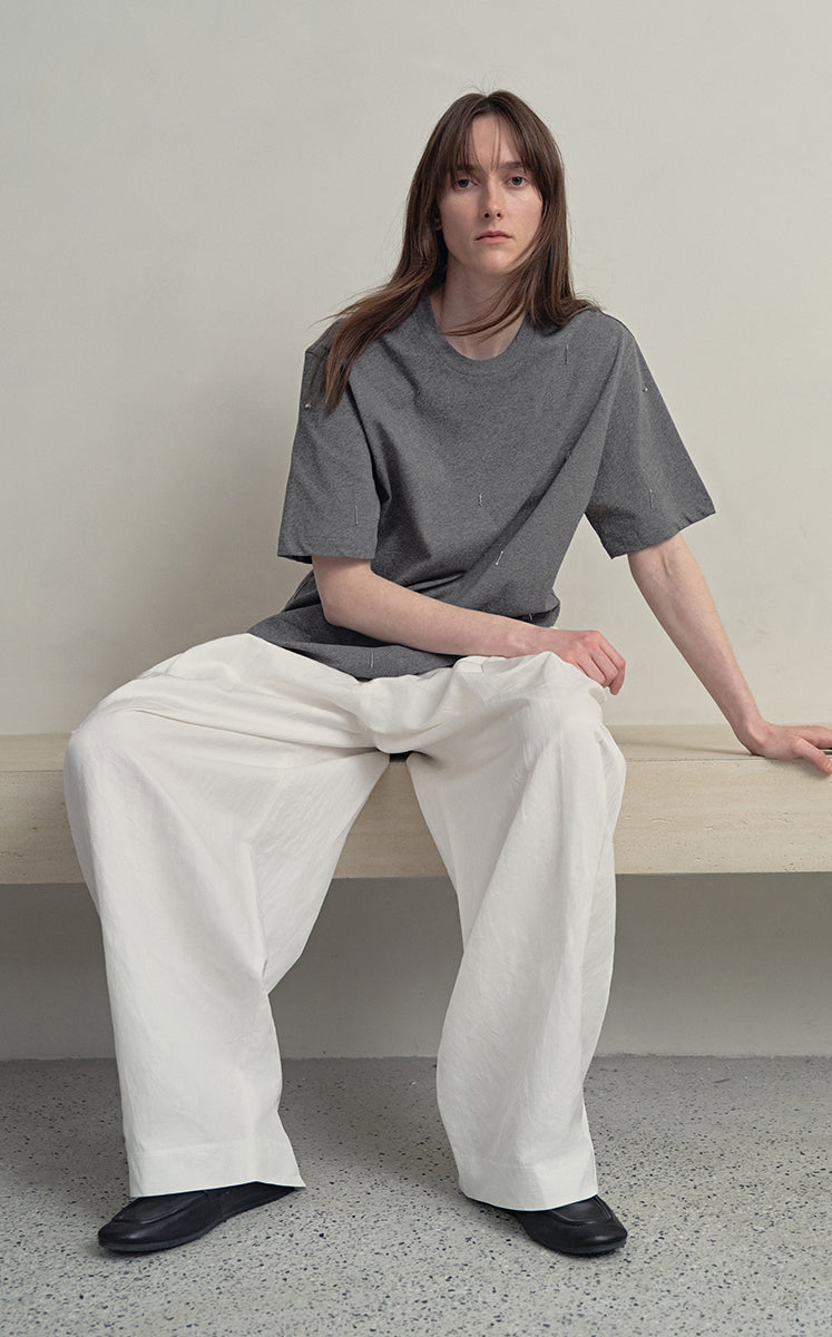 T-Shirt / JNBY Beaded Cotton Oversized Short Sleeve T-Shirt