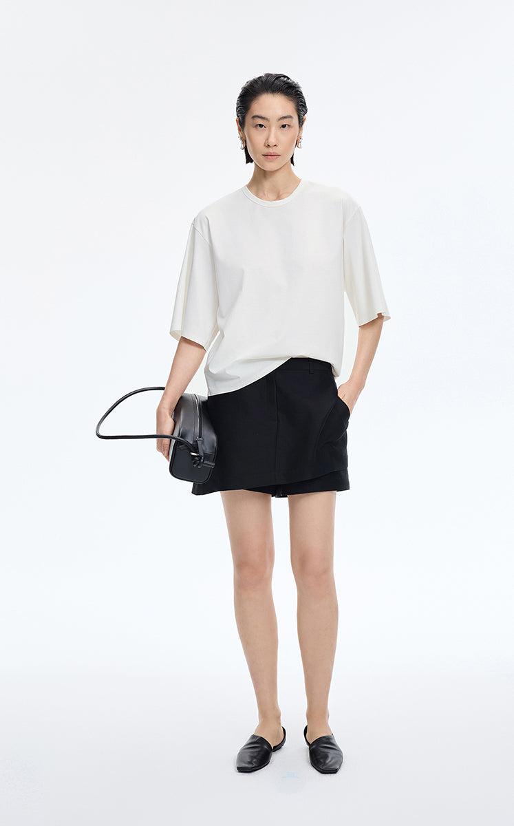 T-Shirt / JNBY Bonded Blend Short Sleeve T-Shirt Ecru