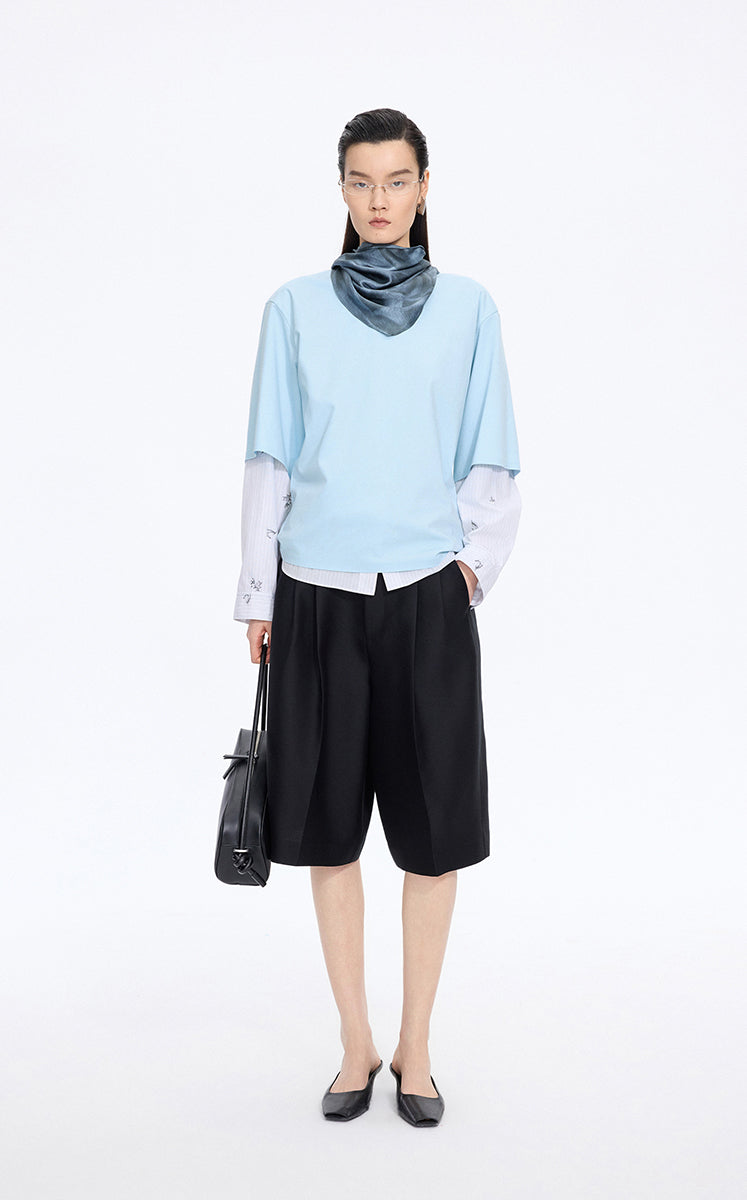 T-Shirt / JNBY Bonded Blend Short Sleeve T-Shirt Dusty Blue