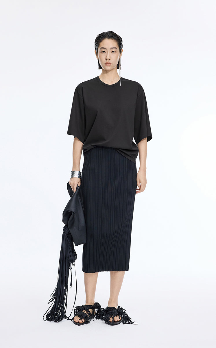 T-Shirt / JNBY Bonded Blend Short Sleeve T-Shirt Black