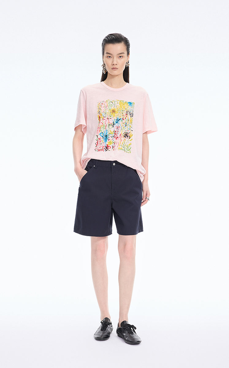 T-Shirt / JNBY Botanical Floral Graphic Cotton Tee Pink