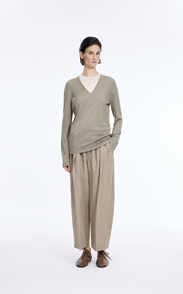 T-Shirt / JNBY Cotton Cashmere Cropped T-Shirt Grey White