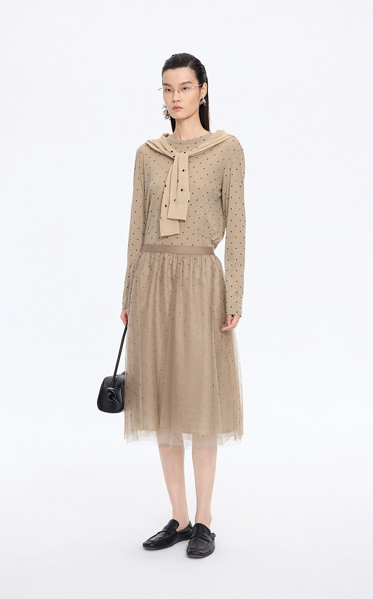 T-Shirt / JNBY Cotton Long Sleeve Relaxed T-Shirt