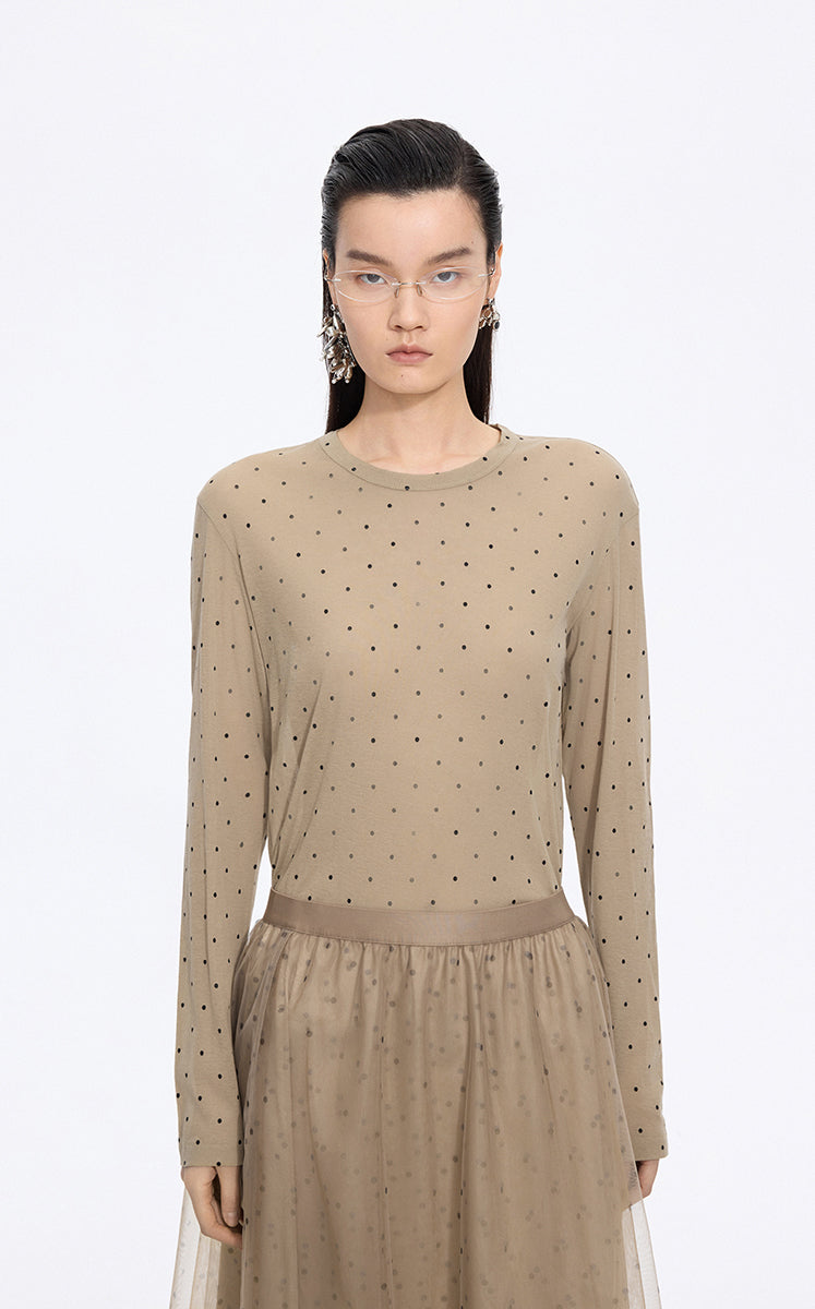 T-Shirt / JNBY Cotton Long Sleeve Relaxed T-Shirt