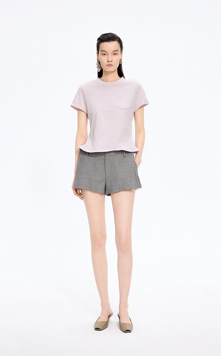 T-Shirt / JNBY Cropped Twist Hem Cotton T-Shirt Dusty Pink
