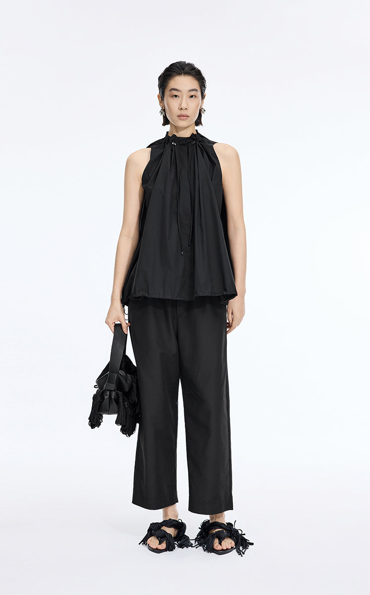 T-Shirt / JNBY Drawstring Collar Cotton T-Shirt Jet Black