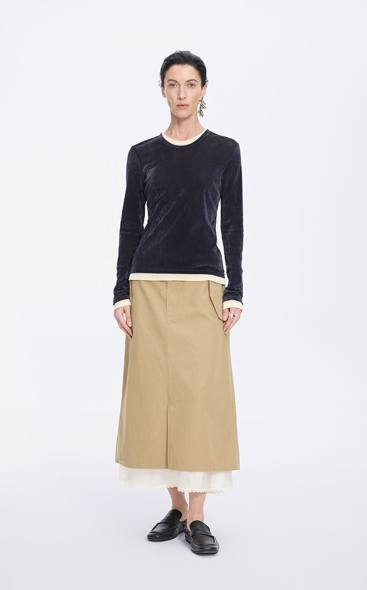 T-Shirt / JNBY Flocked Mesh Layered Tee Dark Blue