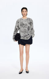 T-Shirt / JNBY Hand-Drawn Floral Cotton Long Sleeve T-Shirt