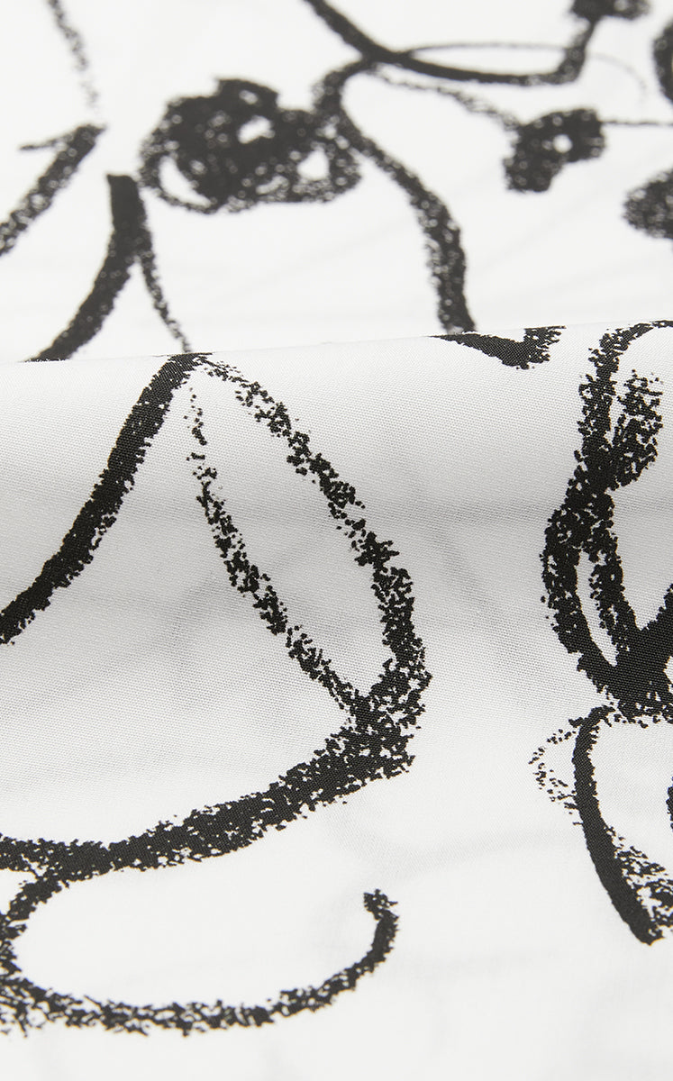 T-Shirt / JNBY Hand-Drawn Floral Wrap-Neck Cotton Top