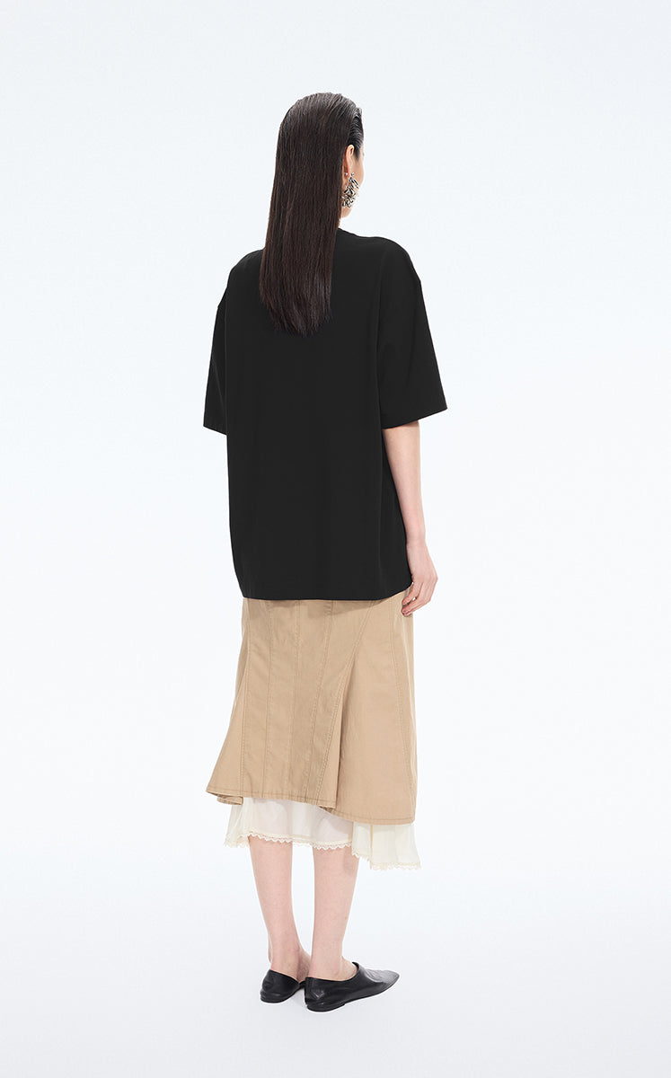 T-Shirt / JNBY Loose Pony Graphic Cotton Tee