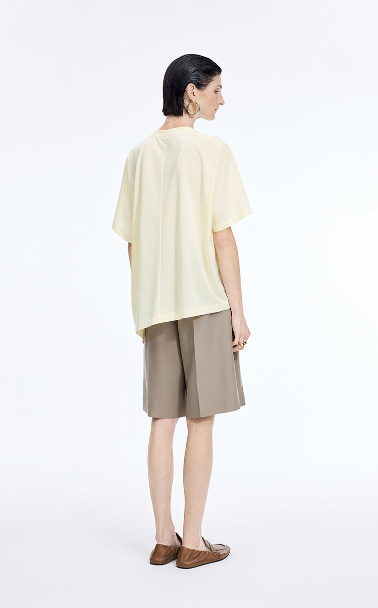 T-Shirt / JNBY Mercerized Cotton Blend Asymmetric T-Shirt
