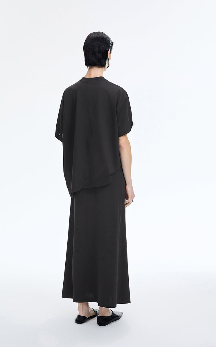 T-Shirt / JNBY Mercerized Cotton Blend Asymmetric T-Shirt