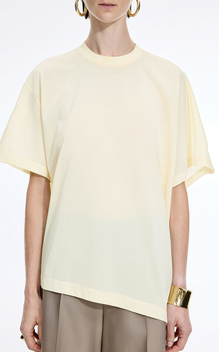 T-Shirt / JNBY Mercerized Cotton Blend Asymmetric T-Shirt