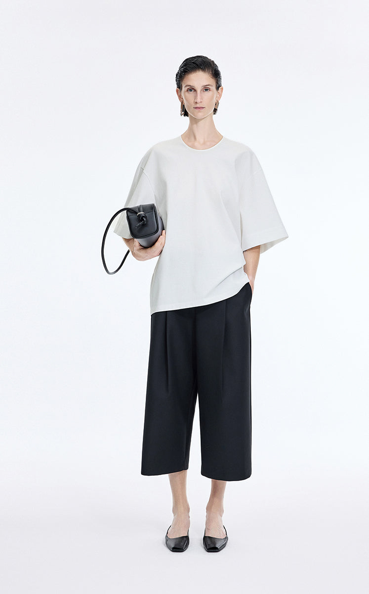 T-Shirt / JNBY Oversized O-line Cotton Blend T-Shirt Off White