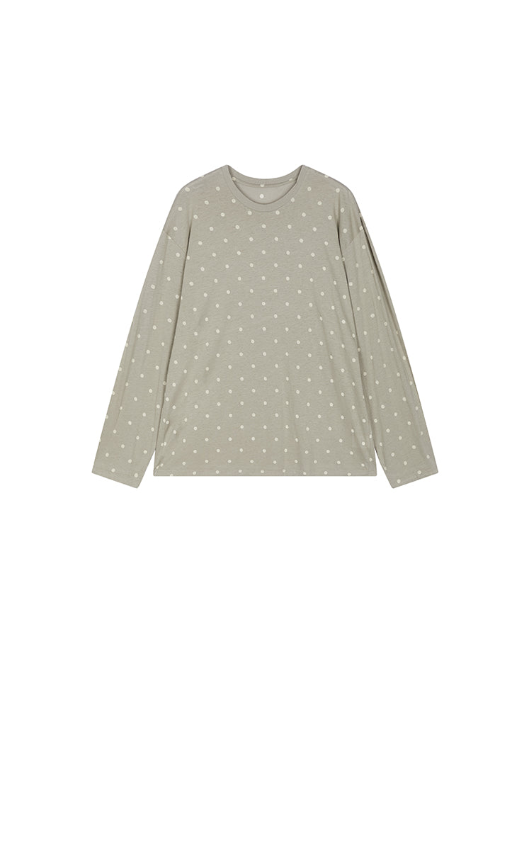 T-Shirt / JNBY Polka Dot Cotton Long Sleeve T-Shirt