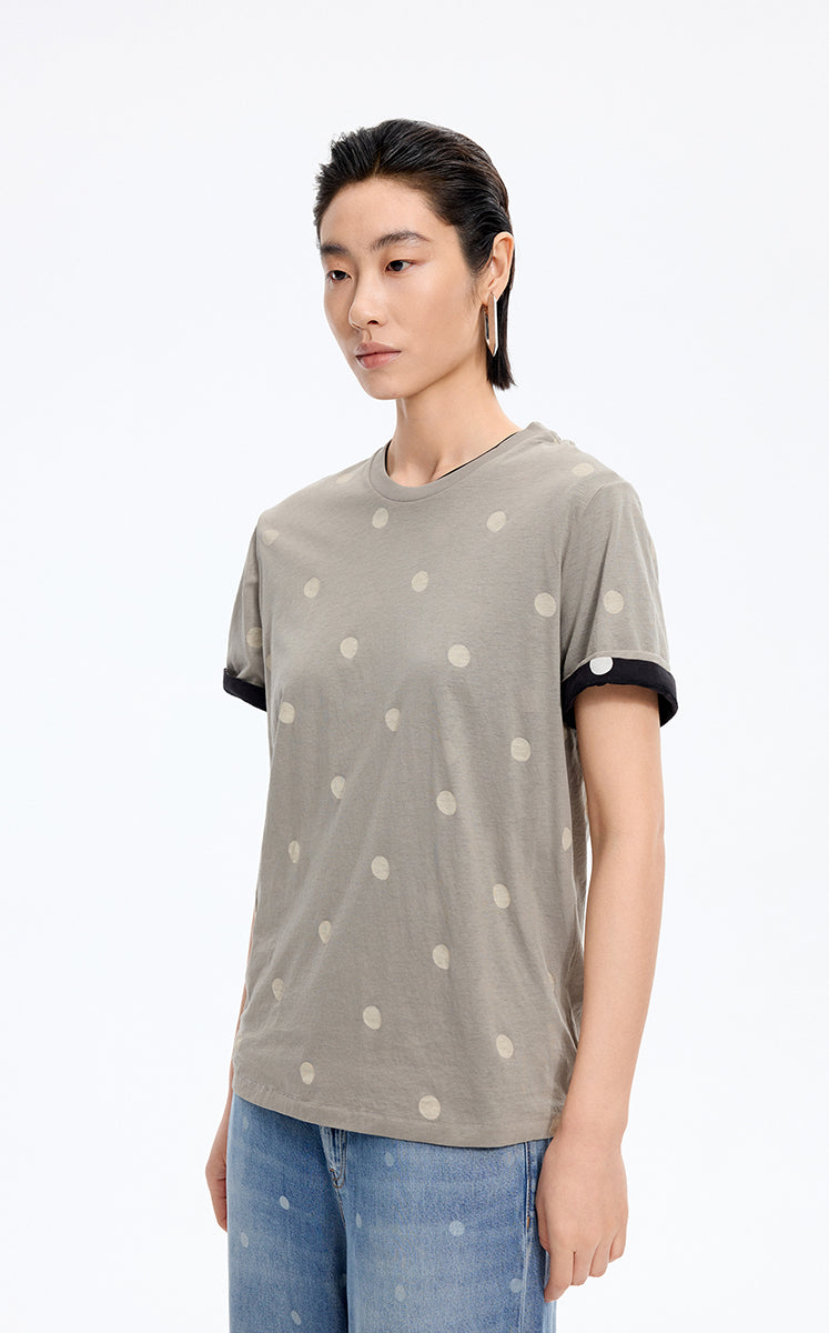 T-Shirt / JNBY Polka Dot Cotton Relaxed T-Shirt