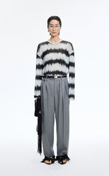 T-Shirt / JNBY Sheer Stripe Mesh Long Sleeve T-Shirt